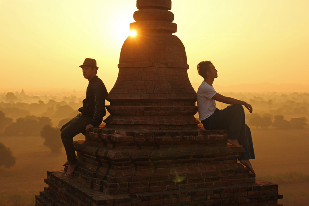 Myanmar Bagan pagoda sunrise silhouette