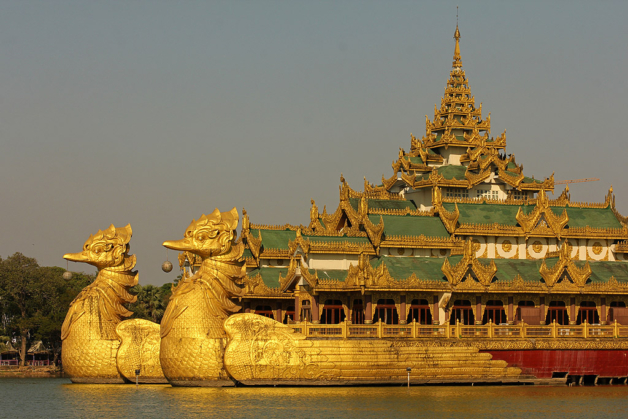 Myanmar Yangon Kandawgyi Lake Karaweik Palace boat